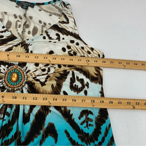 RM Richards Maxi Dress 16W  Stretch Knit Beaded Gathered Flowy Sleeveless Boho - Picture 10 of 10